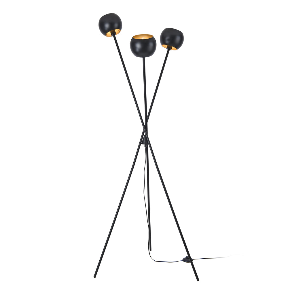 Lampada da terra Nykvarn 3 luci Nero / Oro [lux.pro] - premiumXL