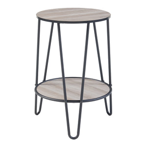 Tavolino laterale Ylöjärvi con 2 ripiani Nero/effetto quercia [en.casa]