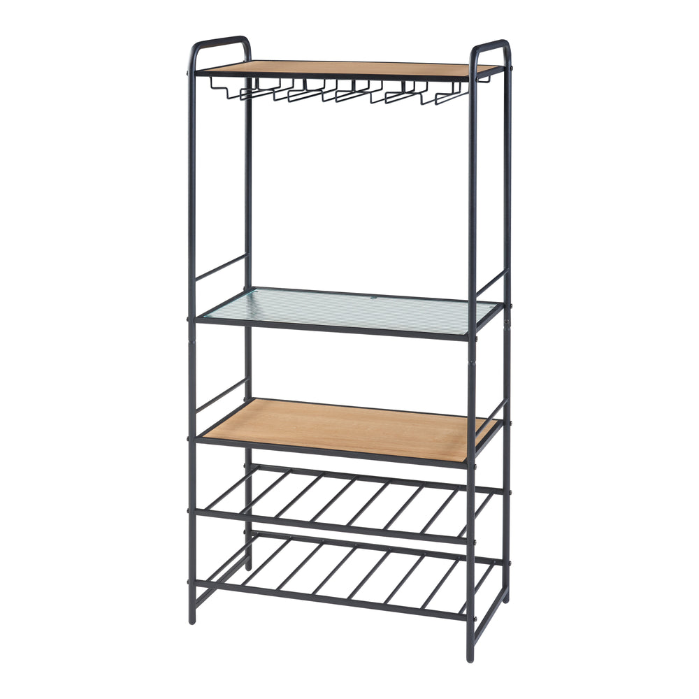 Weinregal Hustadvika 120x61x33cm Schwarz/Eiche [en.casa] - premiumXL