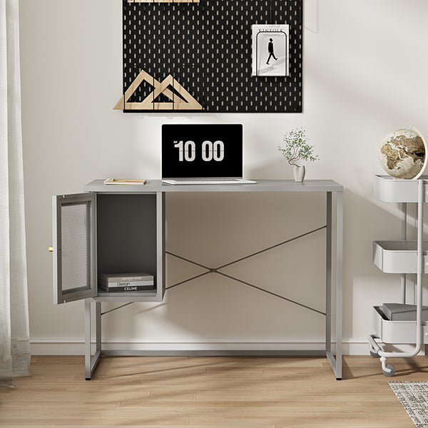 Scrivania Sund acciaio 75x100x50 cm grigio [en.casa]