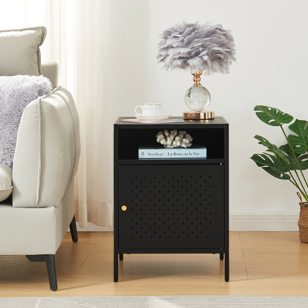 Comodino Janakkala 55x40x40 cm Acciaio Nero [en.casa]