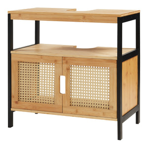 Mobile sottolavabo Tervola 60x60x35 cm Nero/Bambù [en.casa]