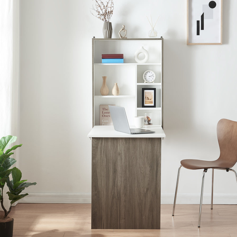 Tavolo pieghevole da parete Greve Bianco / effetto legno [en.casa]