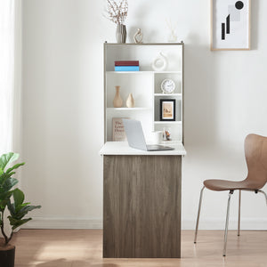 Tavolo pieghevole da parete Greve Bianco / effetto legno [en.casa]