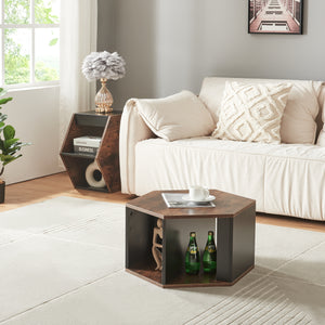 Set tavolino Molde 2 pz. Nero/effetto noce [en.casa]