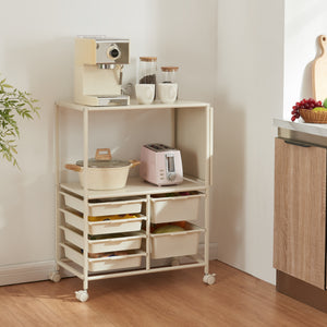 Carrello Sørfold con cassette 100x37x85cm Bianco [en.casa]