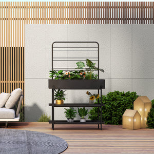 Porta piante da esterno Aalsmeer in metallo 154x96x24 cm nero [casa.pro]