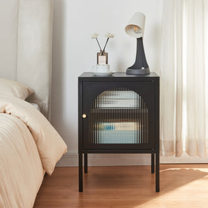 Comodino Karlskrona 60x42,5x40 cm Nero, opaco [en.casa]