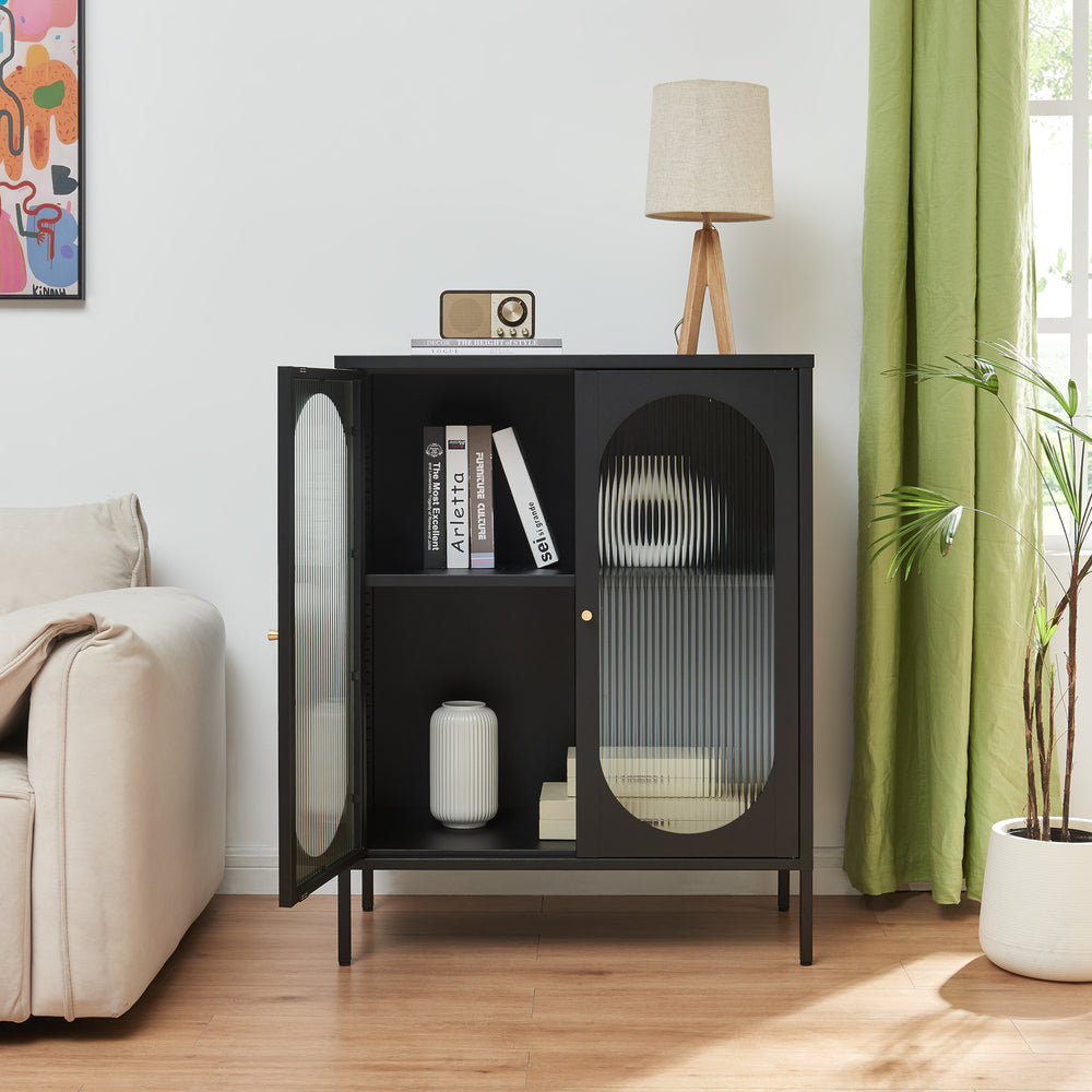 Sideboard Karlskrona 102x80x40 cm Schwarz, matt [en.casa] - premiumXL