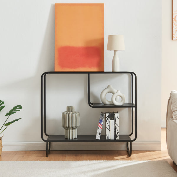 Consolle Færder Metallo 92x33x81 cm Nero [en.casa]