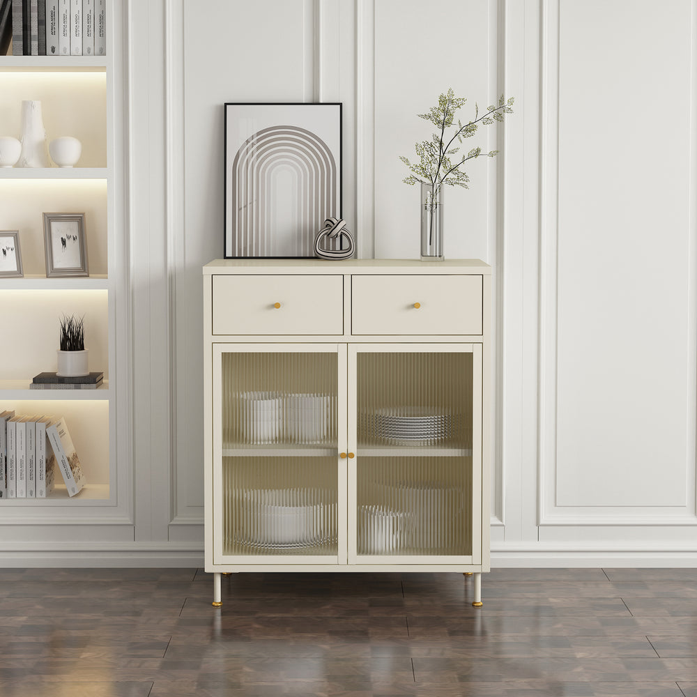 Sideboard Lindau Stahl 97x80x40 cm Cremeweiß [en.casa] - premiumXL