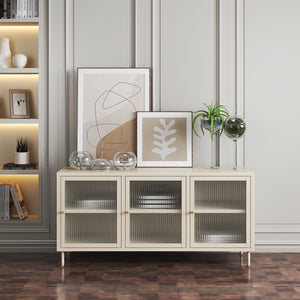 Mobile TV Lindau Acciaio 120x40x59 cm Bianco crema [en.casa]