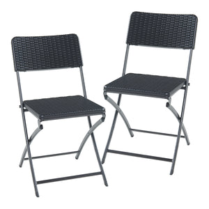 Set di sedie pieghevoli Mark 2 pz. effetto rattan, nero [en.casa]