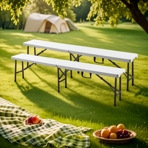 Set panca pieghevole Ljusnarsberg 2 pz. Bianco [en.casa]