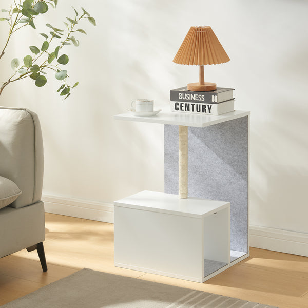 Tavolino con colonna tiragraffi Masfjorden Bianco [en.casa]