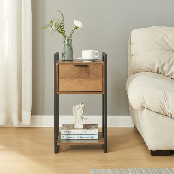 Tavolino laterale Namsskogan 62x33x32cm effetto noce [en.casa]