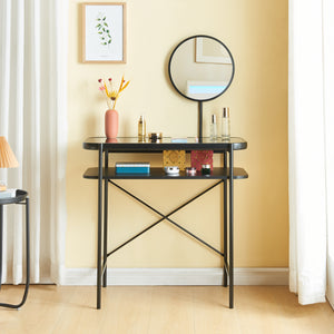 Toeletta Hjelmeland con specchio 129x80x44 cm Nero [en.casa]