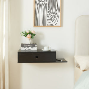 Mensola da parete Stor con cassetto 65x30x15 cm Nero [en.casa]