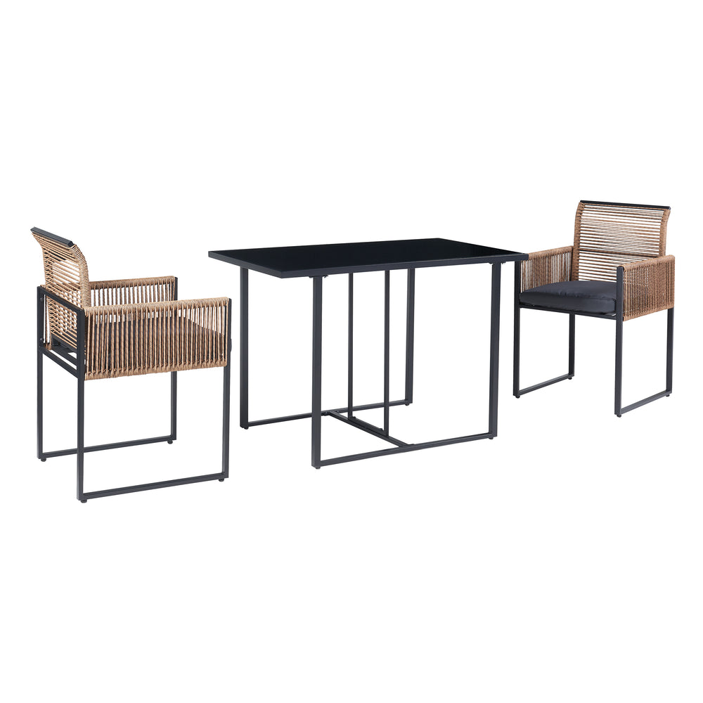 Gartenmöbelset Accadia 3 - tlg. Schwarz/Braun [casa.pro] - premiumXL