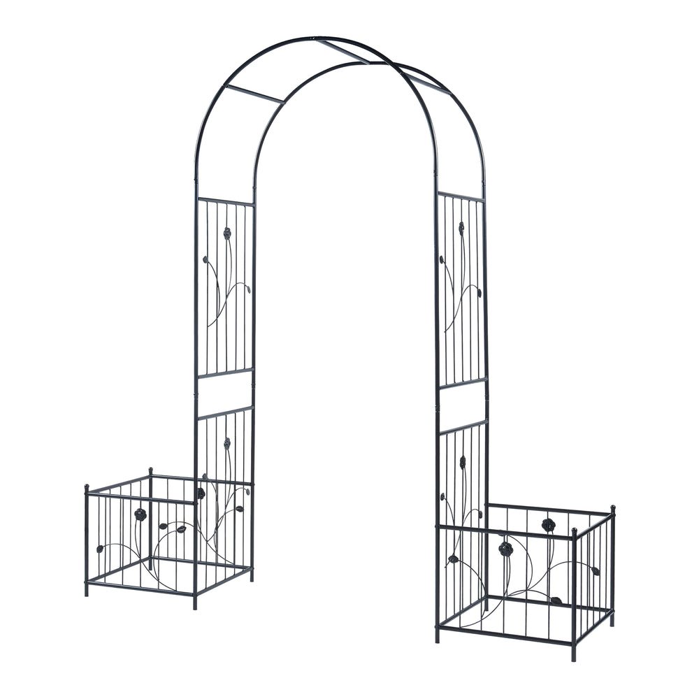 Arco per rose Barisciano con 2 fioriere Nero [casa.pro]