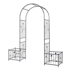 Arco per rose Barisciano con 2 fioriere Nero [casa.pro]