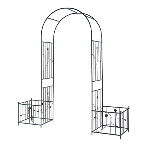 Arco per rose Barisciano con 2 fioriere Nero [casa.pro]