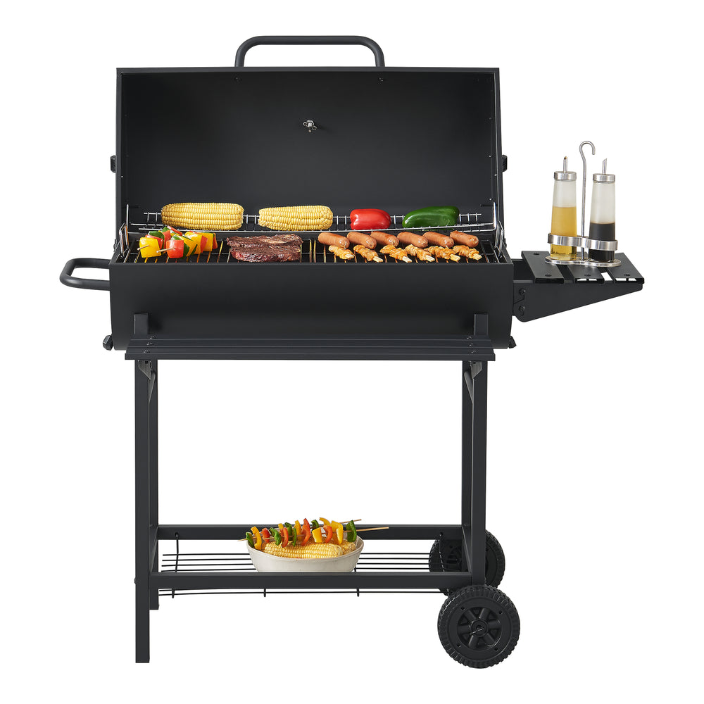 Carrello da barbecue Armento 95x108x61cm Nero [casa.pro]