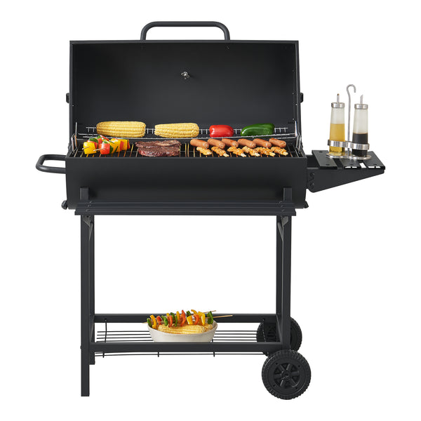 Carrello da barbecue Armento 95x108x61cm Nero [casa.pro]