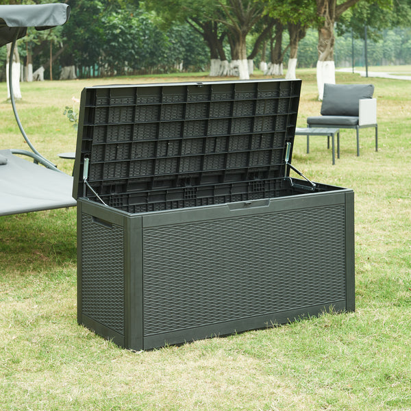 Scatola portaoggetti Atella 122x54,5x65cm Nero, effetto rattan [casa.pro]