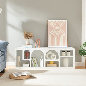 Tavolino TV Vågå 140x40x48 cm Bianco [en.casa]