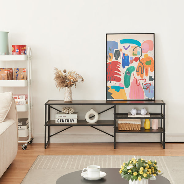 Tavolino TV Västiarharg 120x30x46 cm Nero/effetto noce [en.casa]