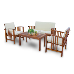 Set di mobili da giardino Brissogne 4 pz. Legno di acacia certificato FSC® [en.casa]