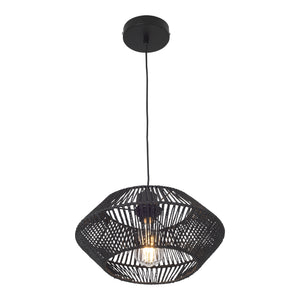 Lampada a sospensione Amersham Metallo+Rattan Nero [lux.pro]