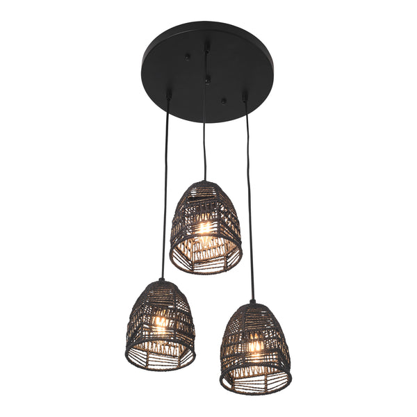 Lampada a sospensione Andover Metallo+Rattan Nero [lux.pro]