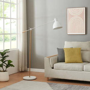 Lampada da terra Banchory Metallo 163 cm Effetto legno/Bianco [lux.pro]