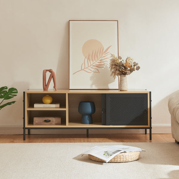 Mobile TV Tysnes 120x40x45 cm effetto quercia/nero [en.casa]