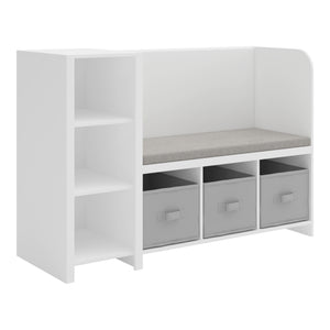 Libreria per bambini con panca Høylandet 76x112x40 cm Bianco/Grigio [en.casa]