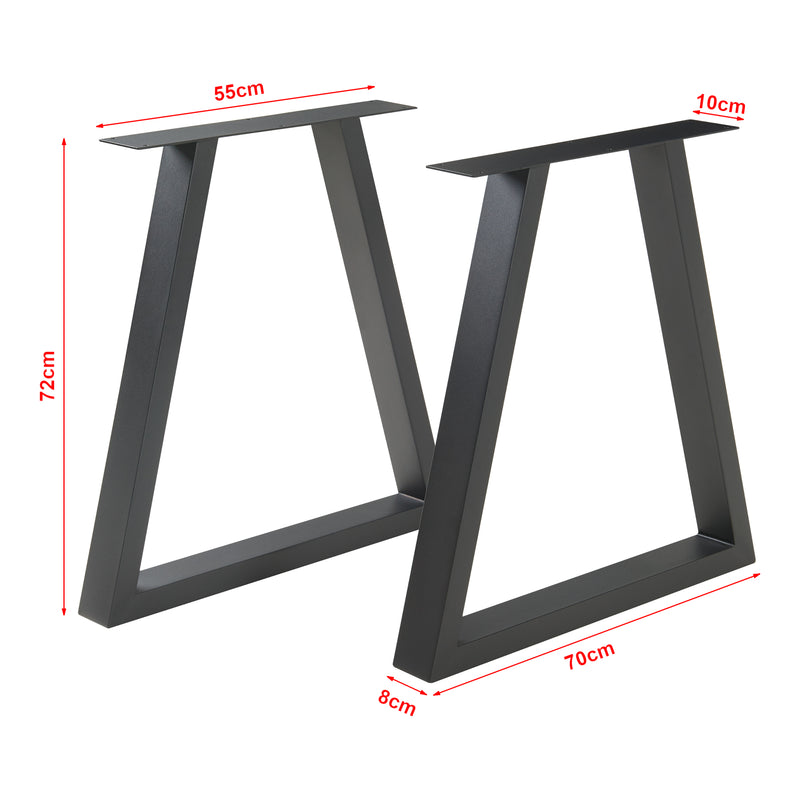 Schizzo in scala Set di 2 Gambe Trapezoidali Lyngby per Mobili Fai da Te - Altezza 72 cm - Acciaio Nero [en.casa]