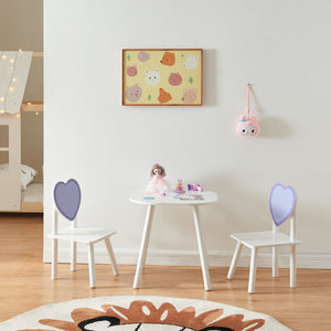 Gruppo di sedute per bambini Siljan con design a cuore Bianco/Lilla [en.casa]