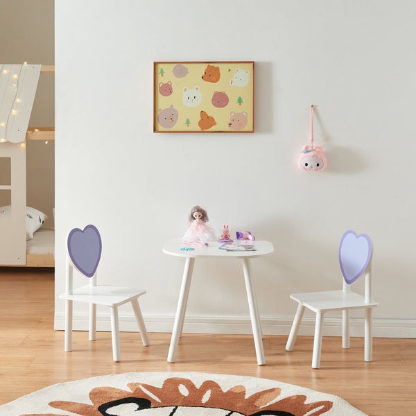 Gruppo di sedute per bambini Siljan con design a cuore Bianco/Lilla [en.casa]
