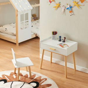 Scrivania per bambini con sedia Skjervøy legno/bianco [en.casa]