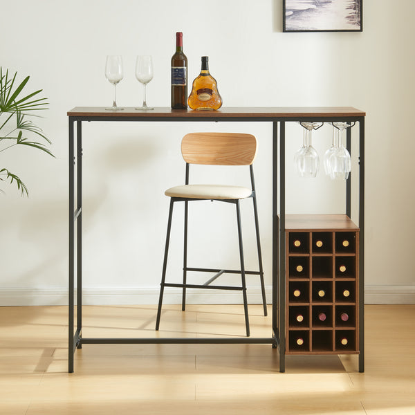 Banco bar Trøndelag 120x40x105 cm con portabottiglie per 15 bottiglie [en.casa]