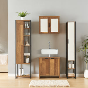 Set mobili da bagno Namsskogan 4 pz. effetto noce [en.casa]