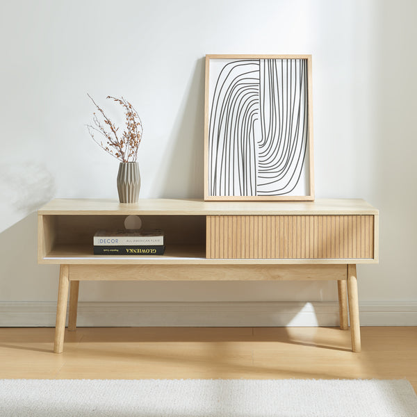 Mobile TV Landskrona 115x40x48 cm con due ante scorrevoli effetto quercia [en.casa]