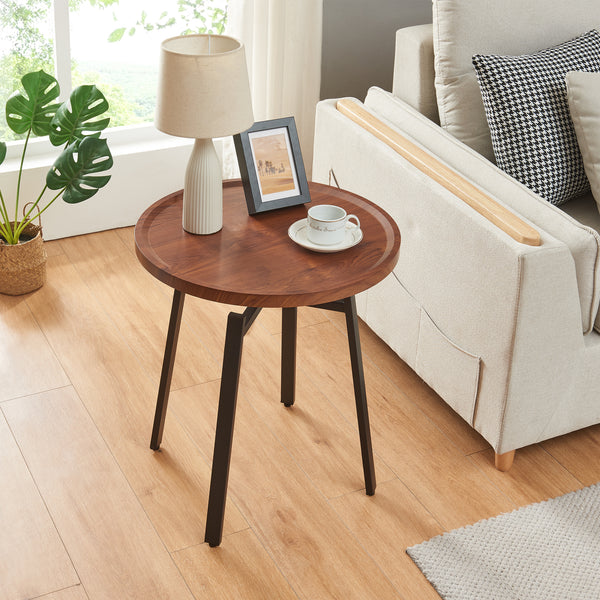 Tavolino Rotondo da Salotto Mippeena AxØ 54 x 50 cm - Nero /Effetto Noce [en.casa]