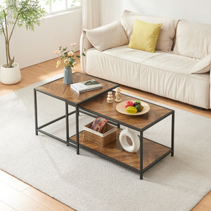 Set di 2 Tavolini da Salotto Kurghore di Diverse Misure - Nero/Effetto Rovere Scuro [en.casa]