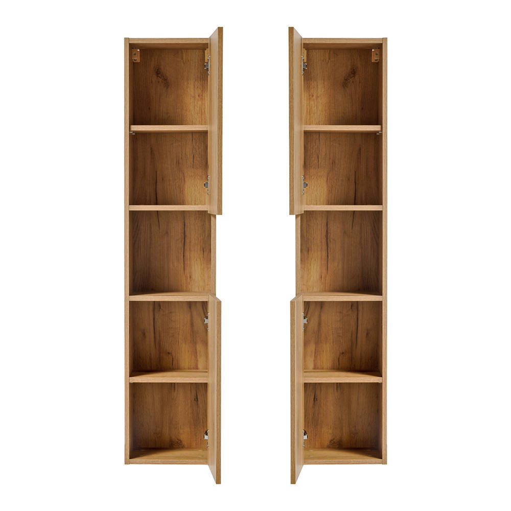 Mobile a Colonna Pensile da Bagno NEWPORT 140x30x25 cm - Effetto Rovere Coast Evoke [en.casa]