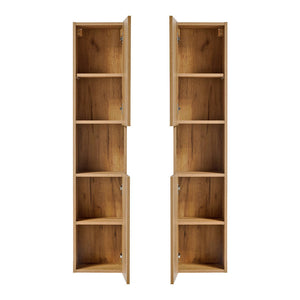 Mobile a Colonna Pensile da Bagno NEWPORT 140x30x25 cm - Effetto Rovere Coast Evoke [en.casa]