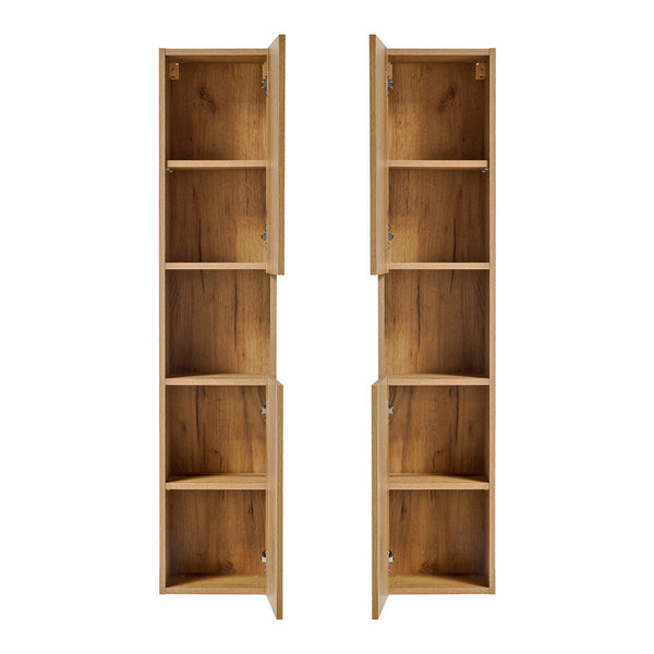 Mobile a Colonna Pensile da Bagno NEWPORT 140x30x25 cm - Effetto Rovere Coast Evoke [en.casa]
