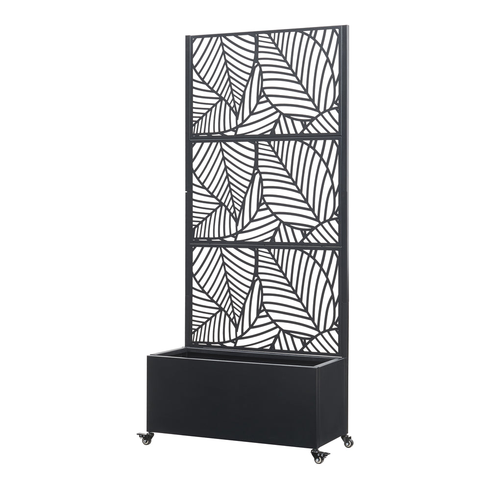 Trennwand Surnskoki mit Blumenkasten Stahl Schwarz [casa.pro] - premiumXL